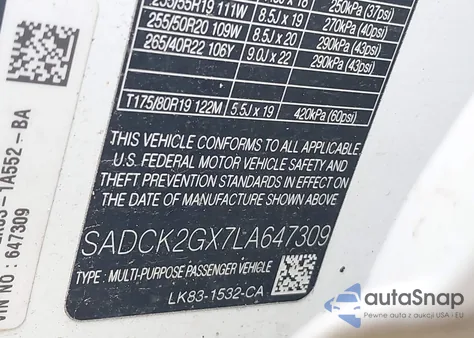 2020 Jaguar F-Pace Prestige P300 Awd Automatic from USA, damaged, VIN SADCK2GX7LA647309